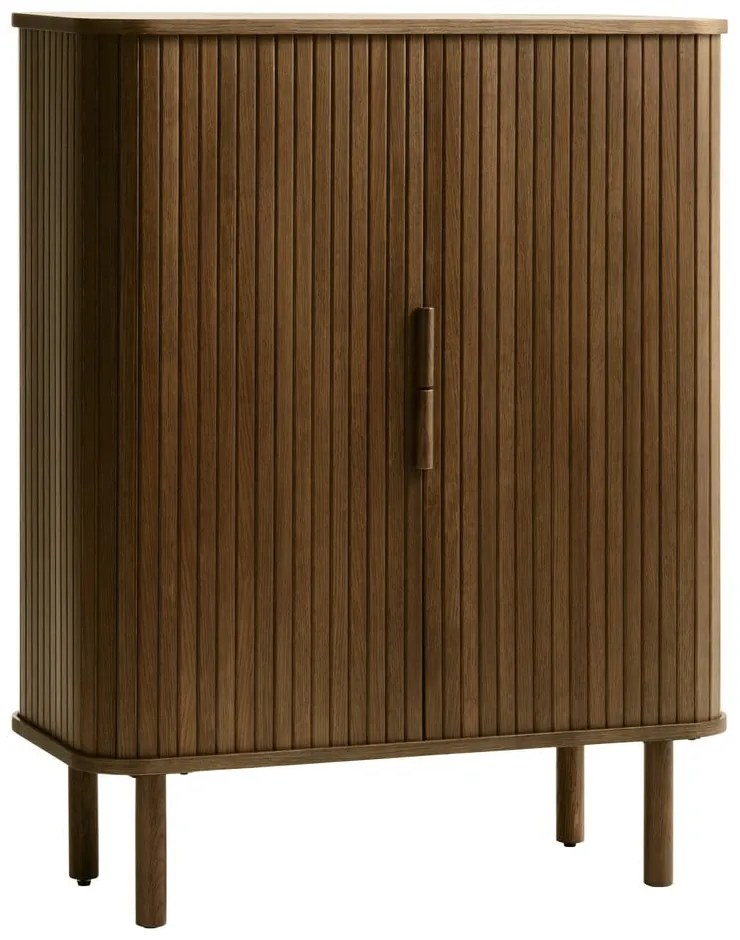 Кафяв шкаф в дъбов декор с плъзгащи се врати 113x90 cm Cavo - Unique Furniture