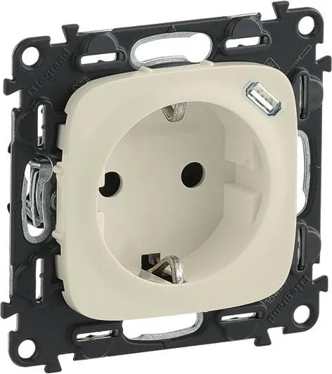 Legrand Контакт ШУКО 2P+E 16A + USB тип C 1.5A 7.5W цвят Крем Valena Allure  - 753006