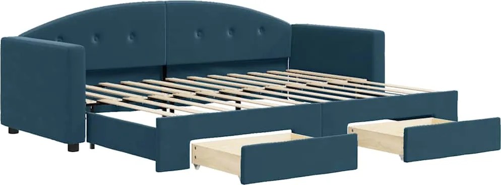 3197341 vidaXL Канапе с изтеглящо легло и чекмеджета синьо 80x200 см кадифе