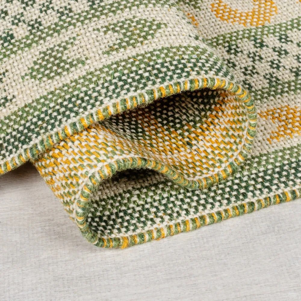 Зелен килим със смес от юта 120x170 cm Mara Jute Border – Flair Rugs