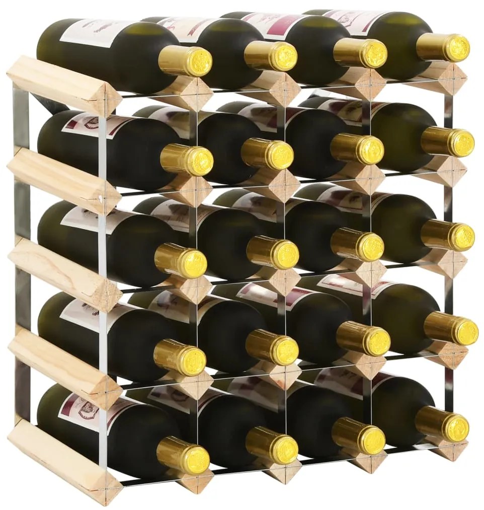 282469 vidaXL Стойка за вино за 20 бутилки, масивна борова дървесина