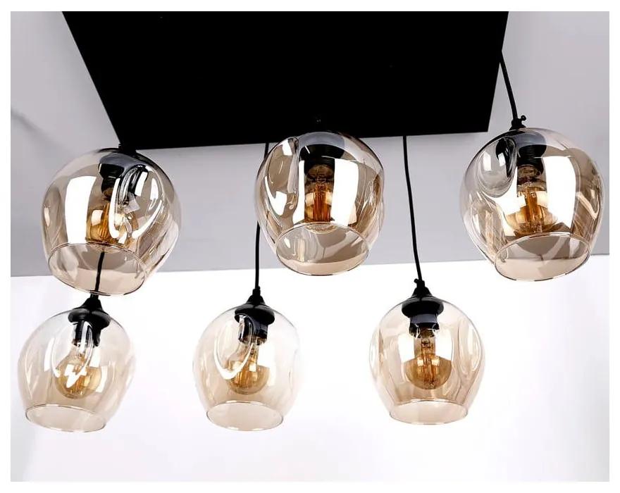 Черна висяща лампа със стъклен абажур 33x67 cm Aspa - Candellux Lighting