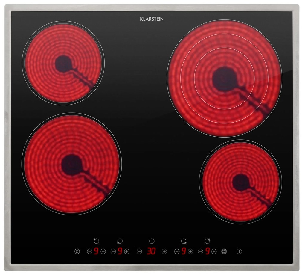 Klarstein Virtuosa 4 Prime, плот за вграждане, 4 зони, 6500W, стъклокерамика, рамка от благородна стомана