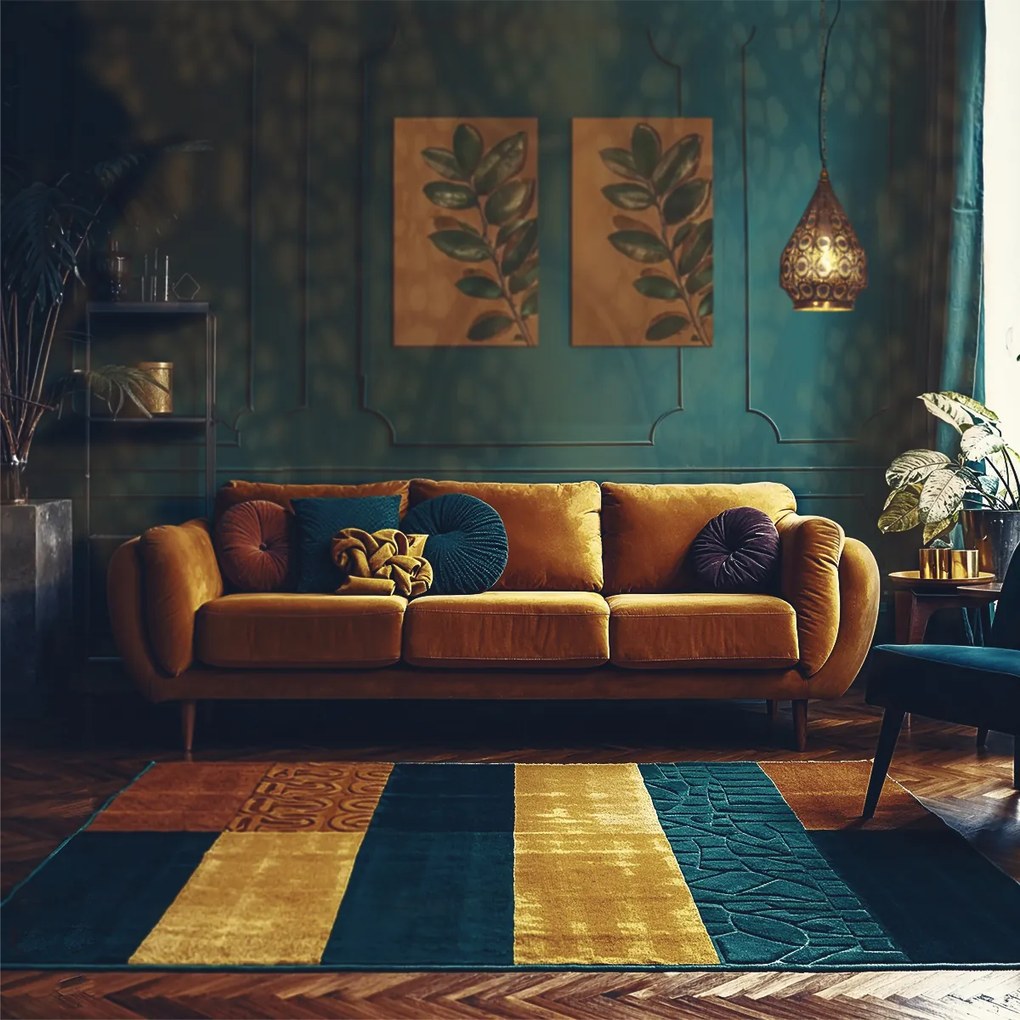 Ориенталски висящ златен лампион с шарка 26cm - Mowgli