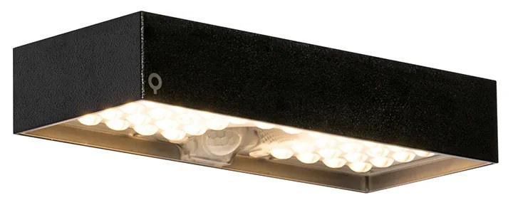 Външна стенна лампа черна с димираща светлина и сензор на слънчева енергия - Kayo