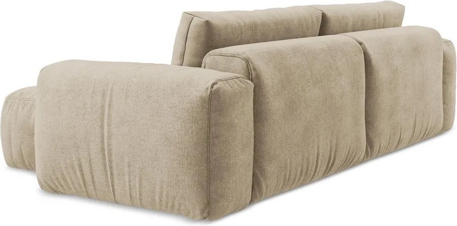 Светлокафяв шенилов сгъваем ъглов диван (десен ъгъл) Kuki – Makamii