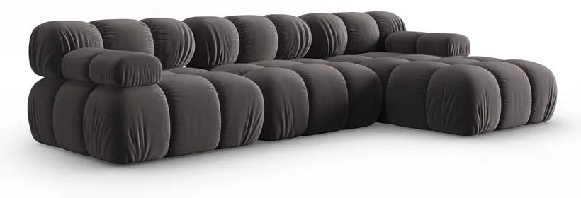 Тъмносив кадифен диван 285 cm Bellis - Micadoni Home