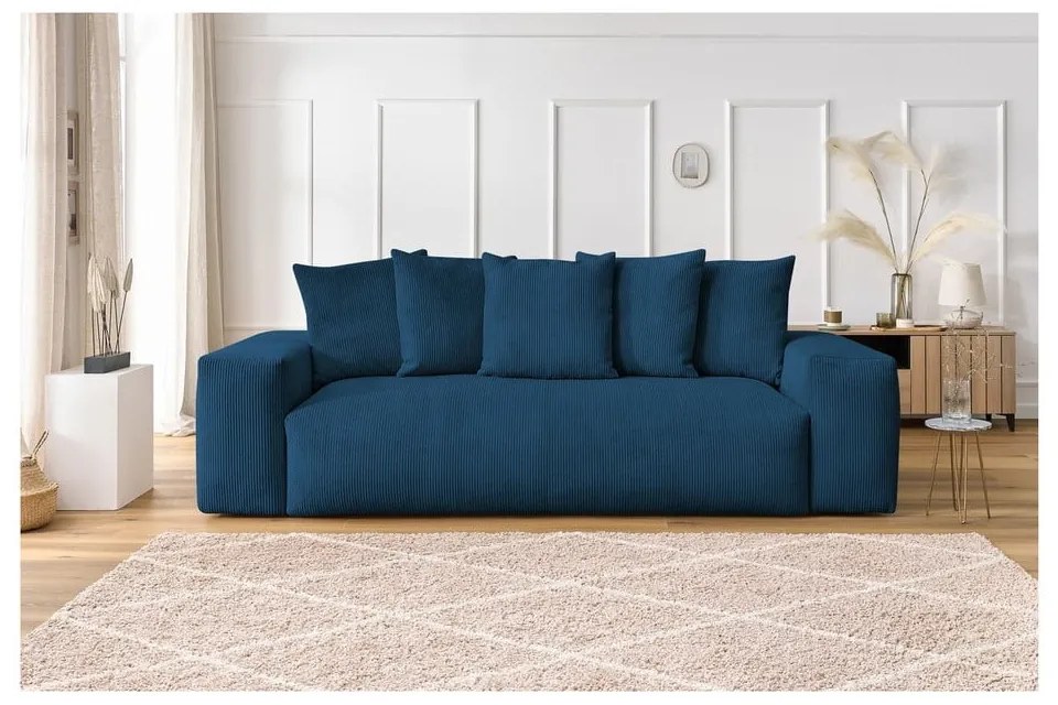 Тъмносин диван от рипсено кадифе 280 cm Voltaire – Bobochic Paris