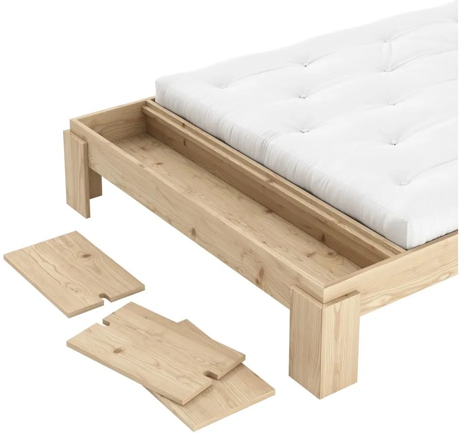 Двойно легло от масивен бор с включена подматрачна рамка в естествен цвят 180x200 cm Layers – Karup Design