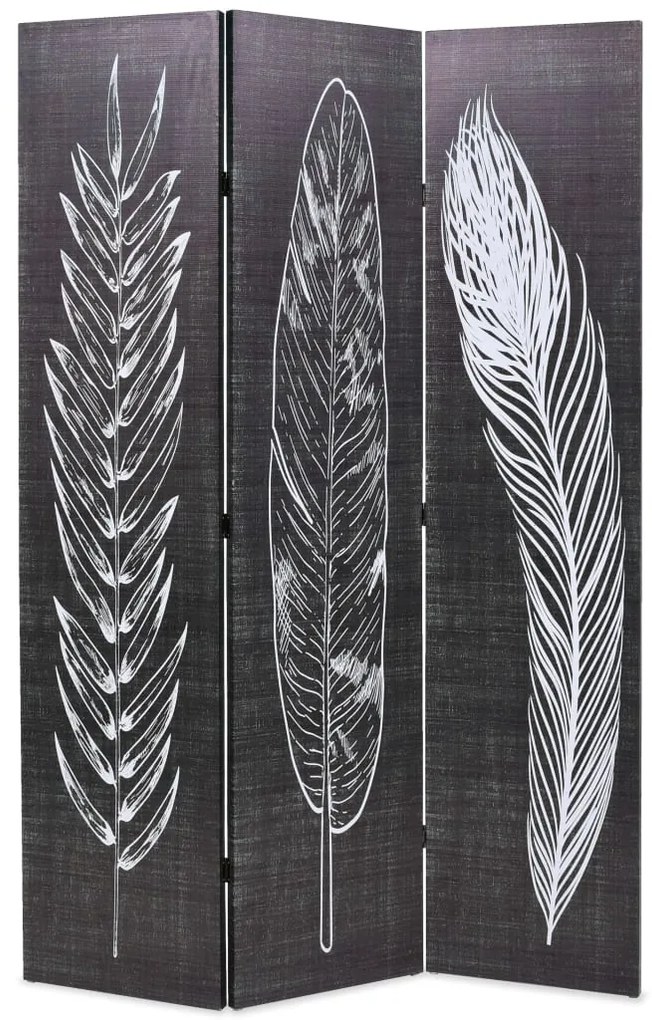 245889 vidaXL Сгъваем параван за стая, 120x170 см, пера, черно и бяло