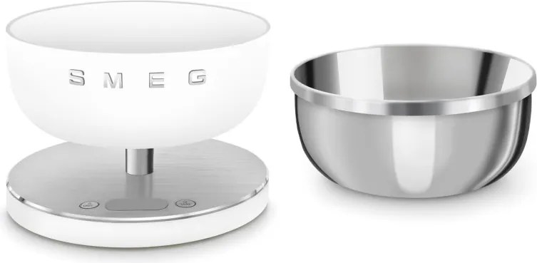 Кухненска везна Smeg Collezione KSC01WHMWW, До 5 кг/5 л, ТАРА, LED дисплей, Противоплъзгаща се основа, Автономия до 36 часа, Бял мат