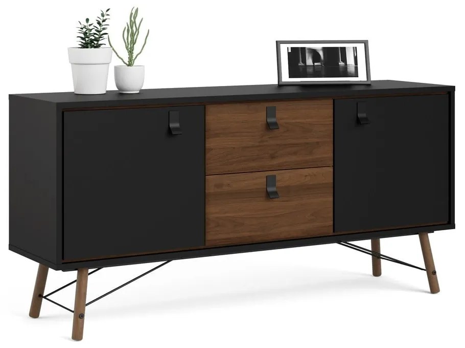 Черен скрин от декор от орех 150x72x40 cm Ry – Tvilum