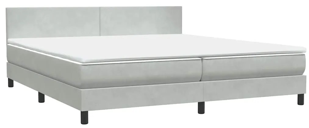 3316077 vidaXL Боксспринг легло с матрак, светлосиво, 180x220 см, кадифе
