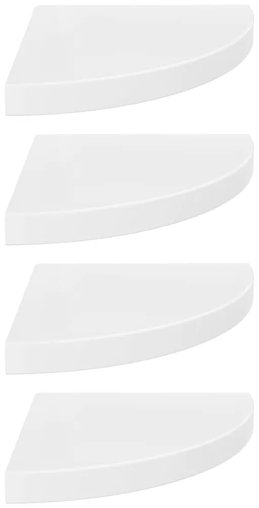 323909 vidaXL 323909  Floating Corner Shelves 4 pcs High Gloss White 35x35x3,8 cm MDF