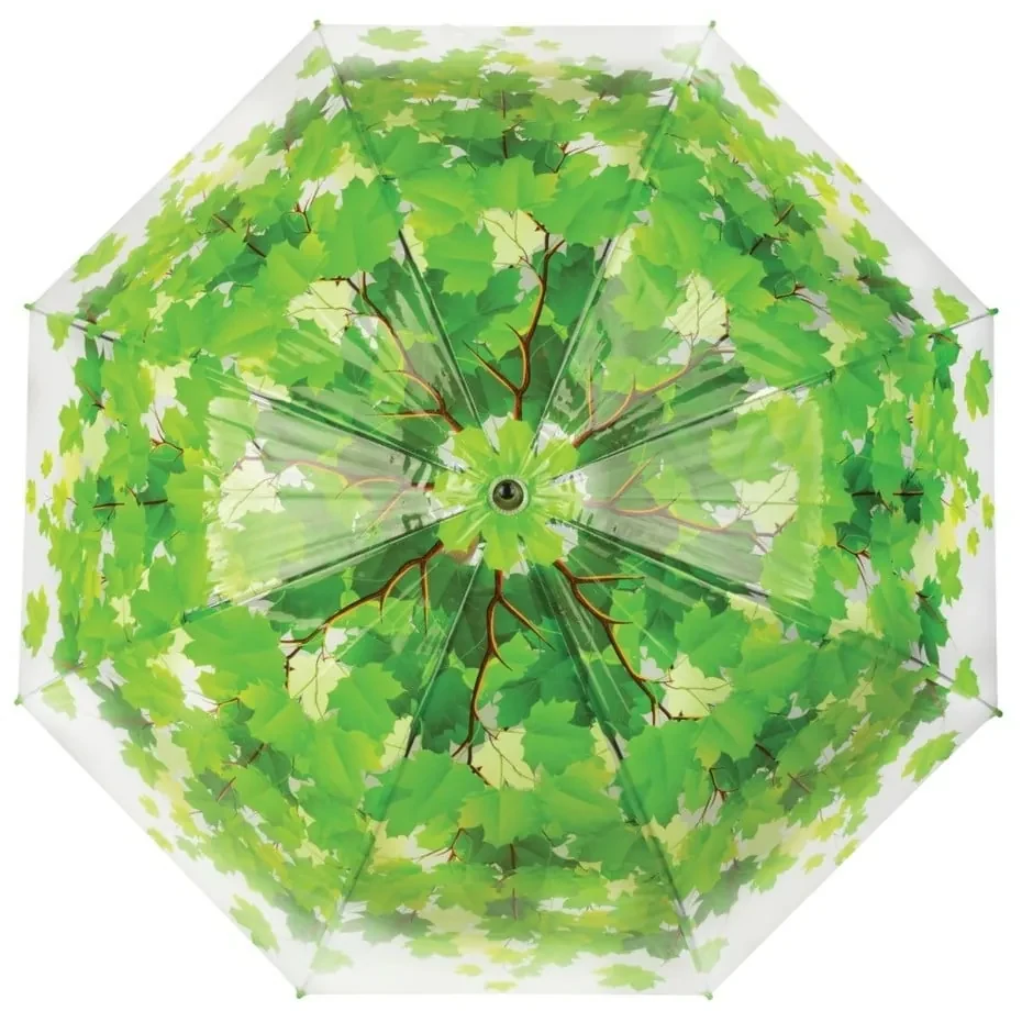 Прозрачен ветроустойчив чадър за блясък със зелени детайли Ambiance Birdcage Leaf, ⌀ 92,5 cm - Esschert Design