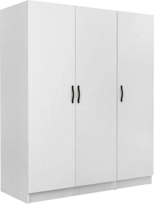 Шкаф с три врати от меламин в бял цвят 150x60x181см.