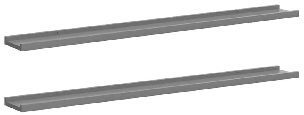 326672 vidaXL Стенни рафтове, 2 бр, сиви, 100x9x3 см