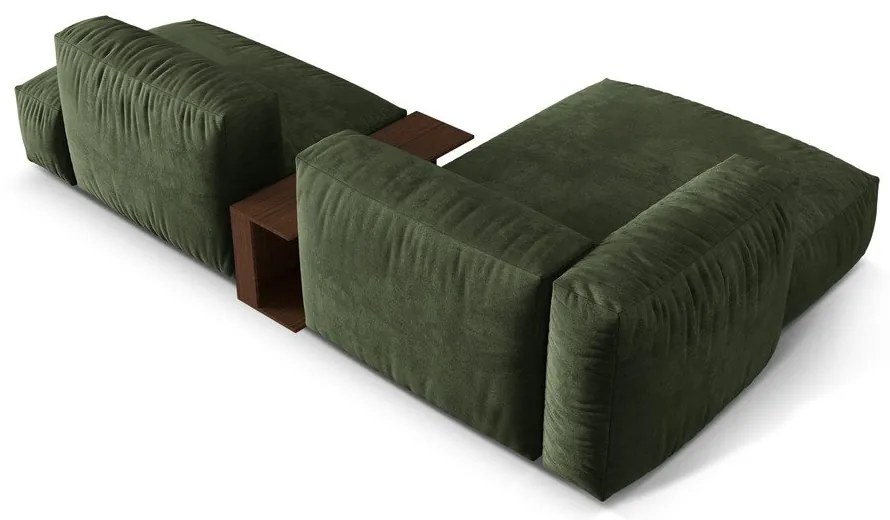 Зелен кадифен модулен ъглов диван (ляв ъгъл) Martina – Micadoni