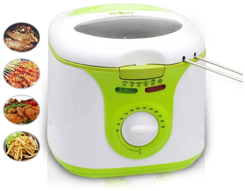 Фритюрник SAPIR SP-1980-DF, 1300W, 2 литра, Фиксиран съд с незалепващо покритие, GS Сертификат