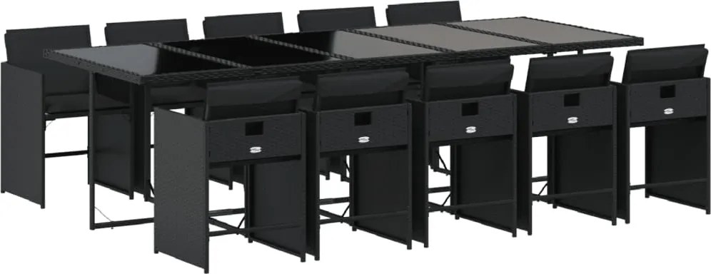 3211111 vidaXL Градински комплект с възглавници 11 части полиратан черен