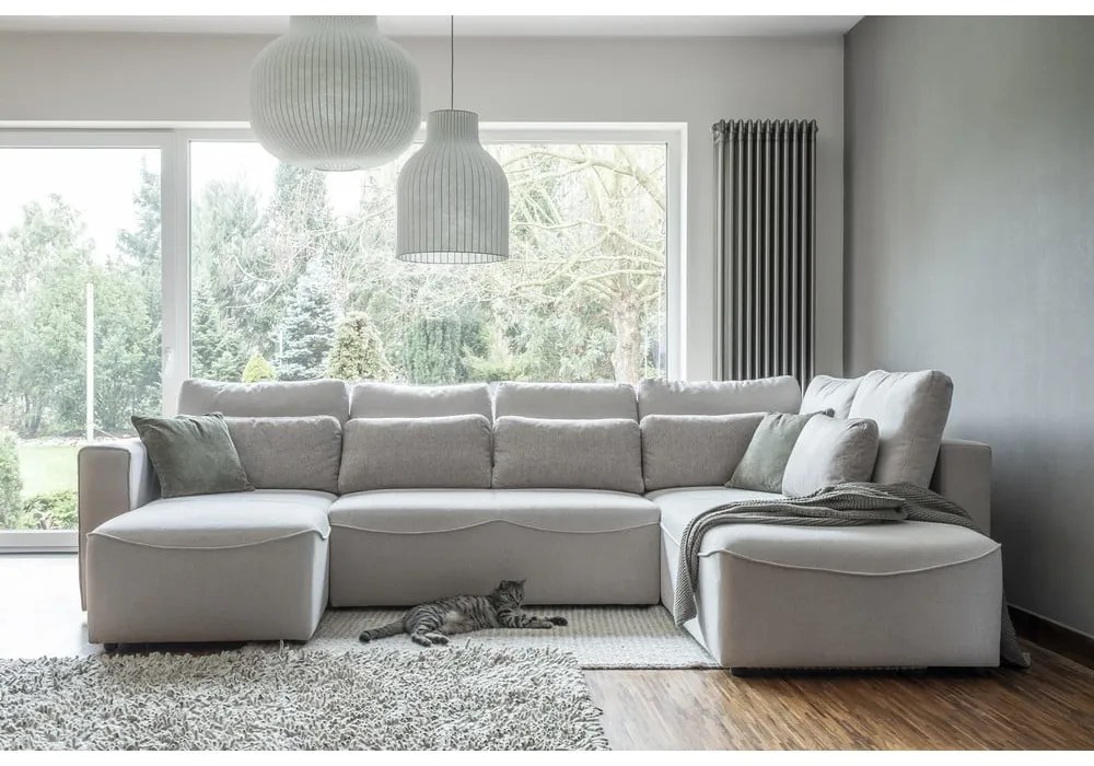 Кремав ъглов разтегателен диван (U-образен) Homely Tommy - Miuform