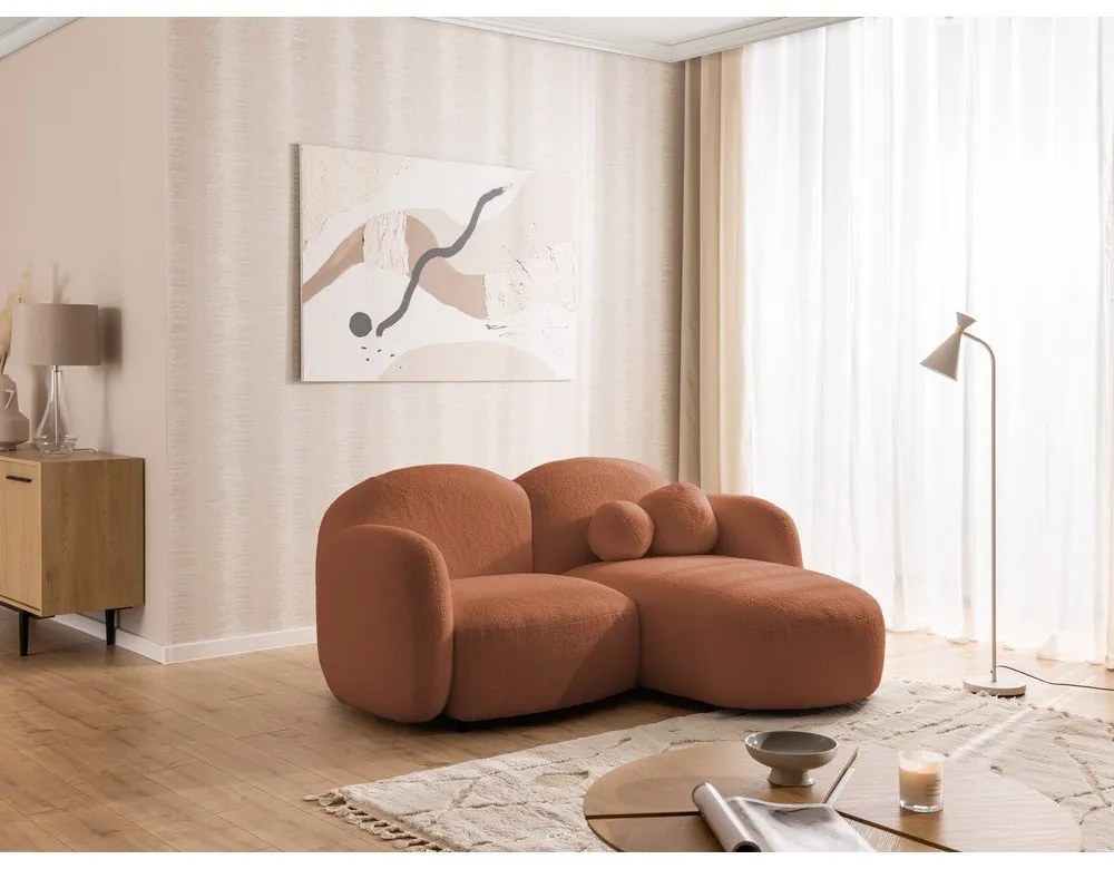 Теракотен ъглов диван от букле (десен ъгъл) Orbit – Ropez