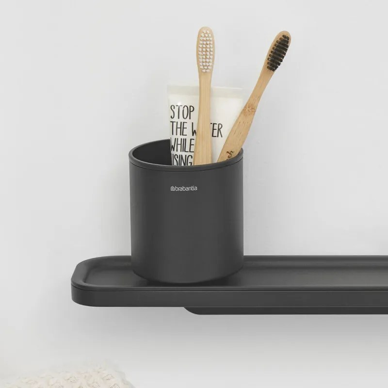 Стойка за четки за зъби Brabantia MindSet 1005684, Лесно почистване, Широк отвор, Минерално покритие, Тъмносив