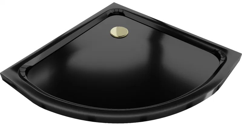 Mexen Flat полукръгъл душ под 100 x 100 см, черен, златен сифона - 41701010G