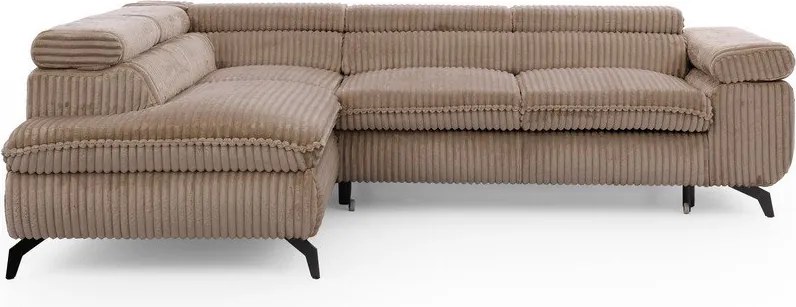 Кафяв ъглов диван от рипсено кадифе (ляв ъгъл L форма) Marbeya – Ropez