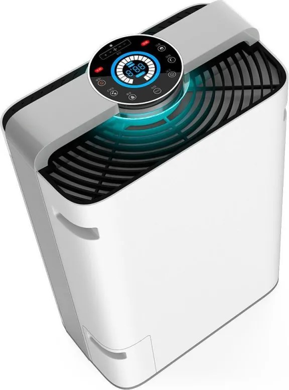 Пречиствател с овлажнител на въздух 2в1 Oberon 488, Wi-Fi, 85W, За до 60 м2, 488 м3/ч, 8 скорости, Йонизация, Дистанционно, Тъчскрийн, Бял/черен