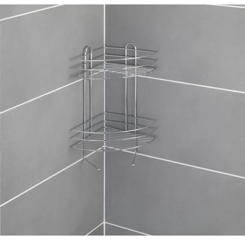 Ексклузивен двуетажен хромиран ъглов стенен рафт - Wenko