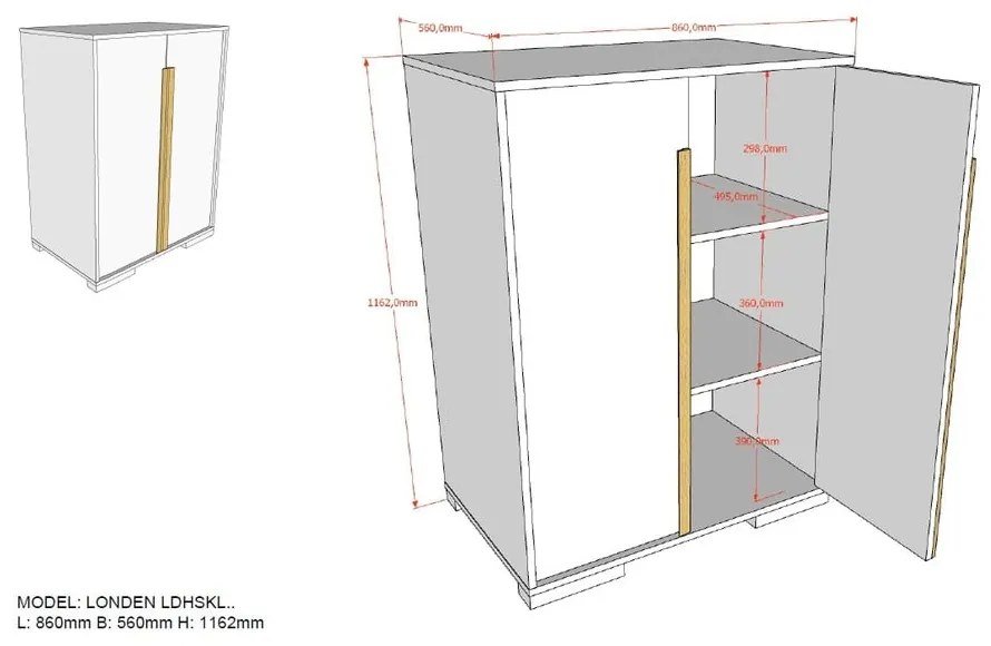 Тъмно сив детски шкаф 98x116 cm London - Vipack