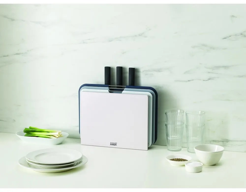 Комплект от 3 дъски за рязане и ножове с поставка Nest Plus - Joseph Joseph