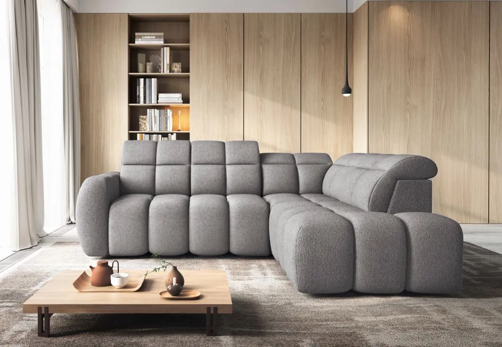 Ъглов диван Chicago-Тъмносив-Десен