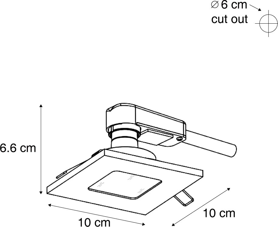 Комплект от 6 модерни вградени прожектора бели квадратни IP44 - Qure