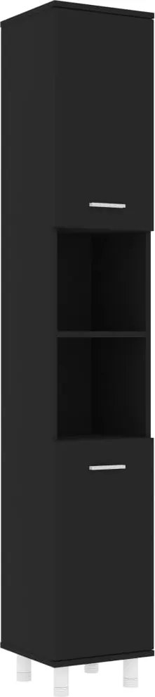 802625 vidaXL Шкаф за баня, черен, 30x30x179 см, инженерно дърво