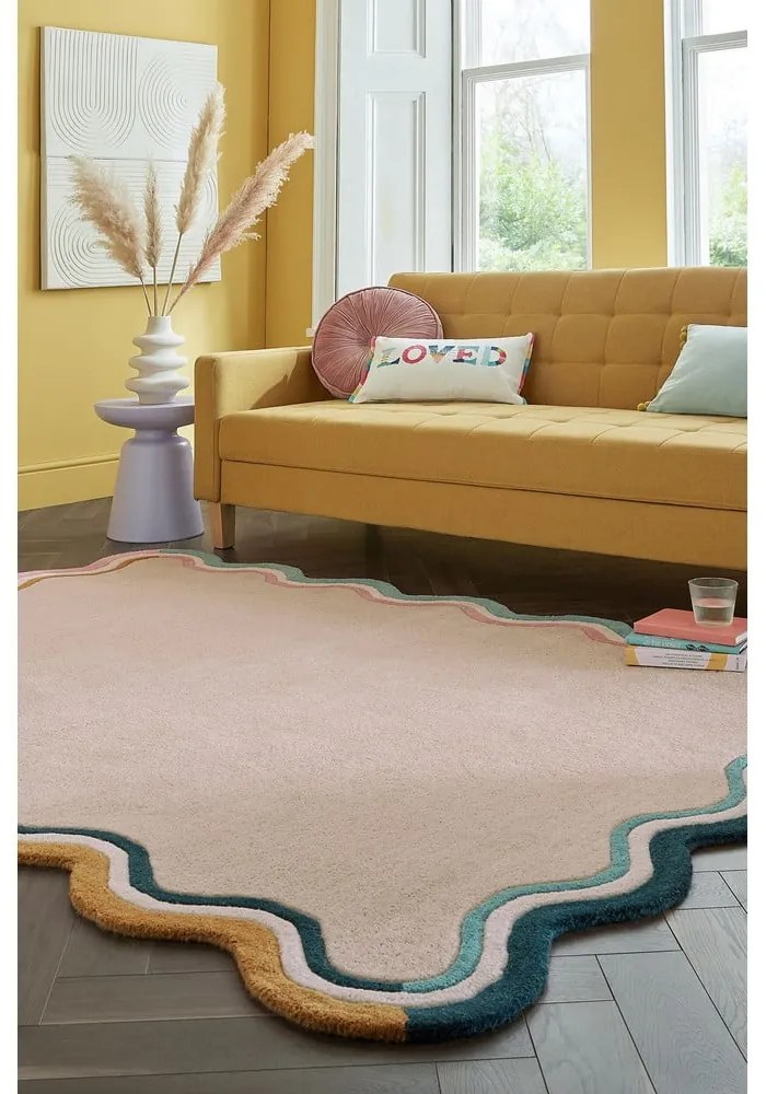 Кремав ръчно изработен вълнен килим 160x230 cm Leo Scallop – Flair Rugs