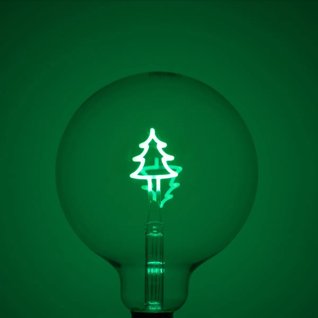 Коледна LED крушка E27 с филамент Коледно дърво G125 Прозрачна 1.8W 100 lm