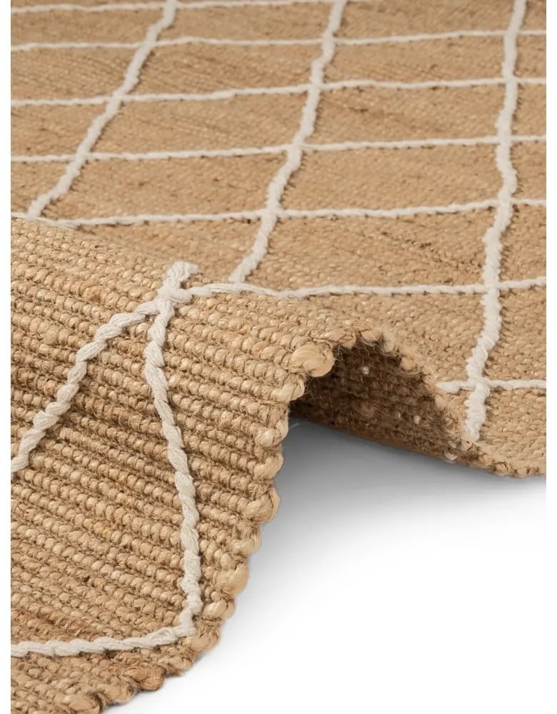 Ръчно изработен ютен килим в естествен цвят 80x150 cm Kunu – Hanse Home