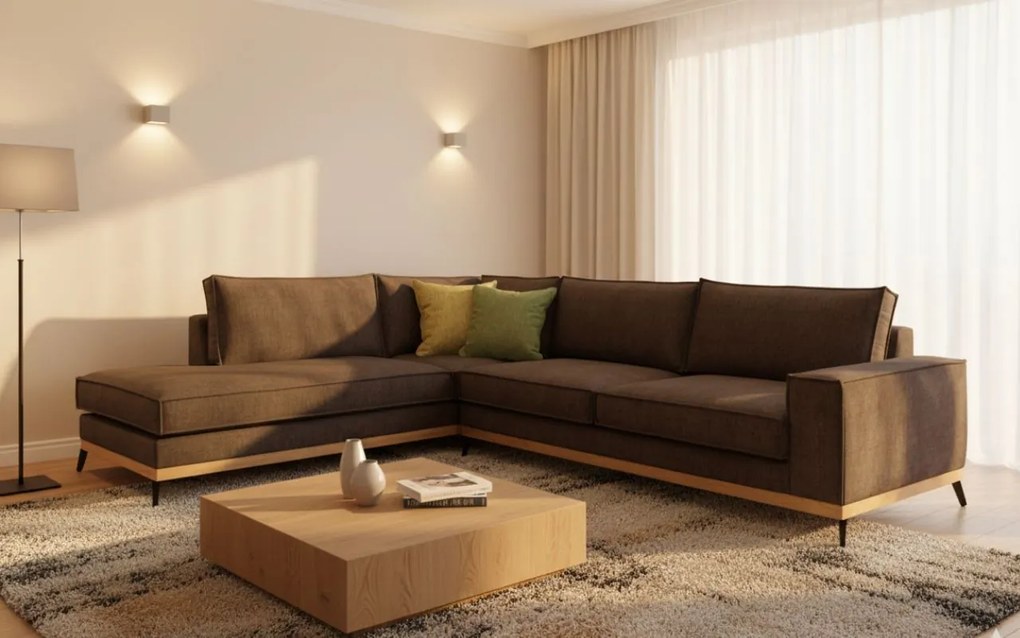 Ъглов диван Fredrik-Brown Dark-Left