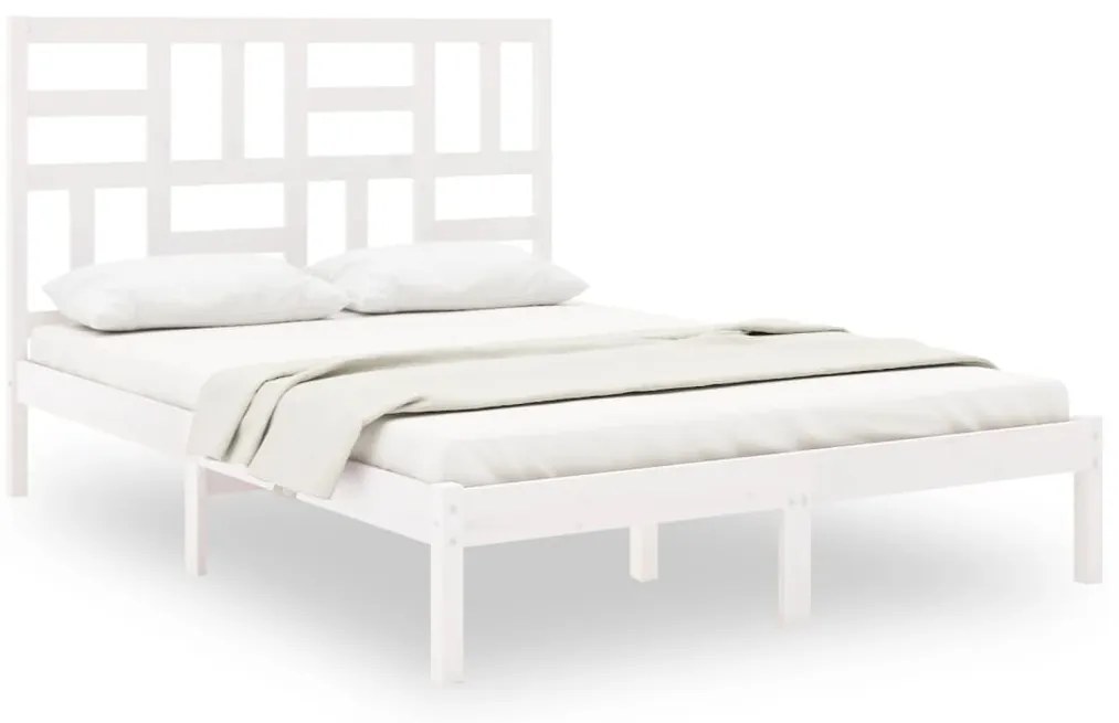 3105961 vidaXL Рамка за легло, бяла, дърво масив, 160х200 см