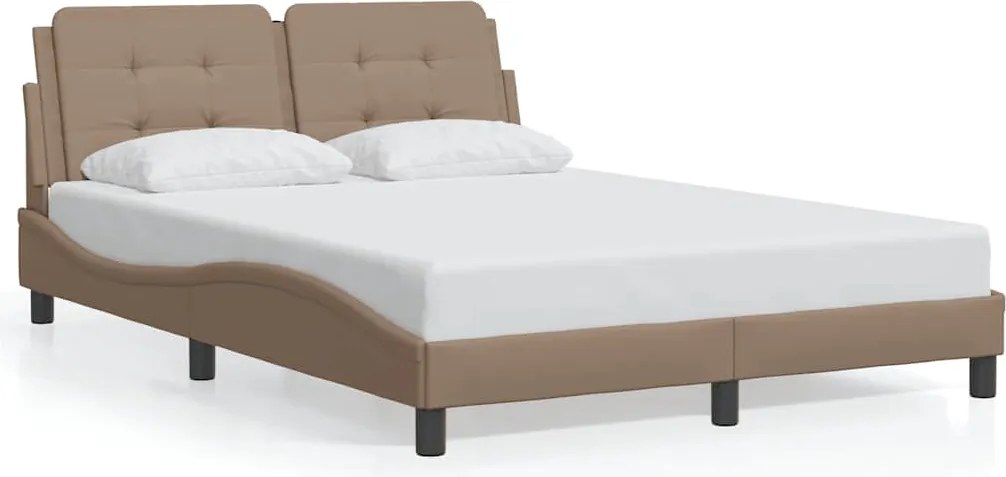 3208188 vidaXL Рамка за легло без матрак Zadar, капучино, 140x200 см, изкуствена кожа