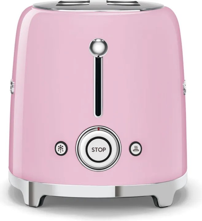 Тостер за хляб SMEG 50's Style TSF01PKEU, 950W, 2 филии, 6 нива, Тавичка за трохи, Вграден кабел, Неръждаема стомана, Розов