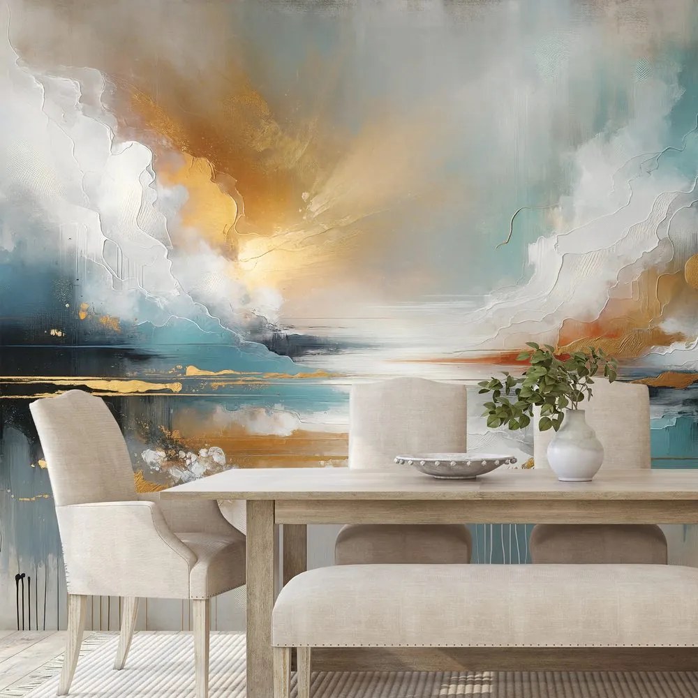 Тапет – Абстрактни златни и сини тонове