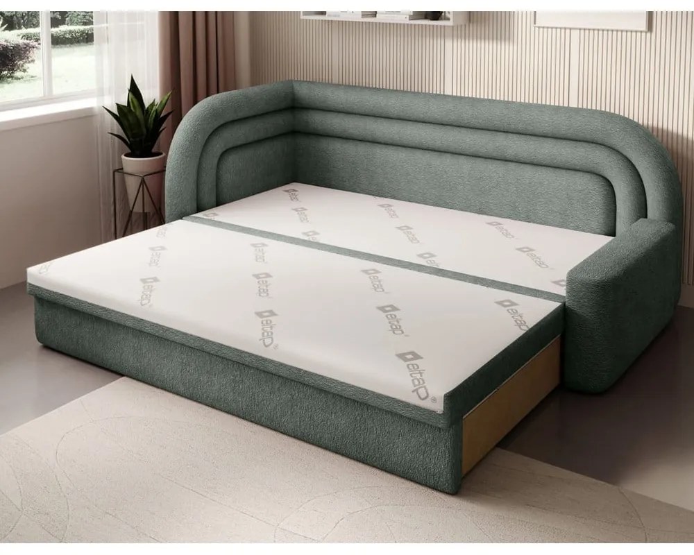 Зелен шенилов разтегателен диван с място за съхранение ляв ъгъл 223 cm Fabillo – ELTAP