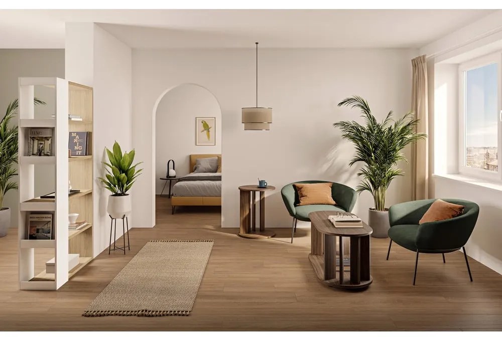 Бяла етажерка за книги в дъб 90x188 cm Ella - TemaHome