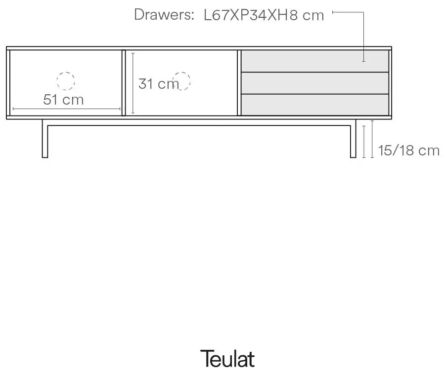 Сива/естествена маса за телевизор от декор от дъб 180x52 cm Sierra – Teulat