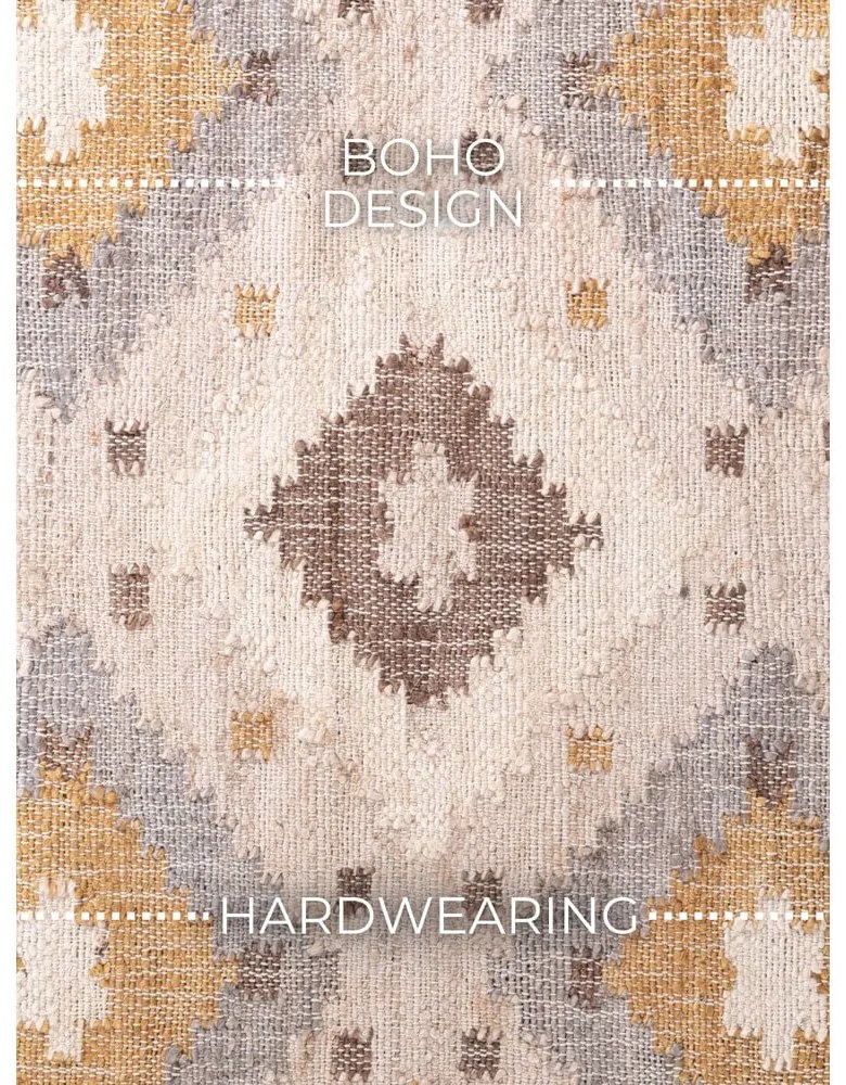 Кремав ръчно изработен ютен килим 80x150 cm Roya Imani – Elle Decoration