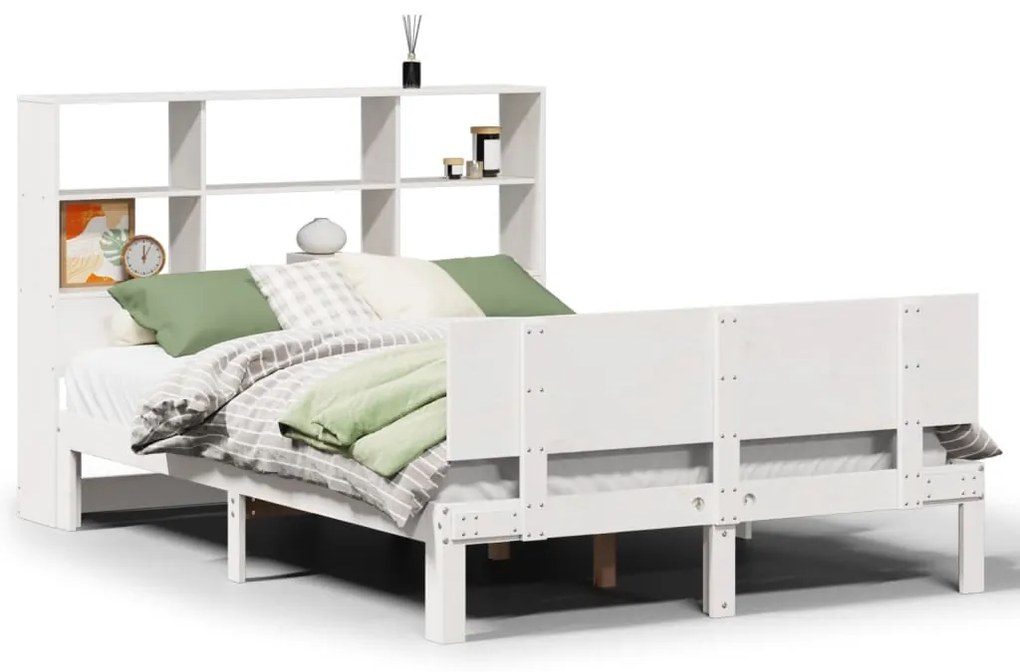 3322665 vidaXL Легло с етажерка за книги, без матрак, 120x200 см, бор масив