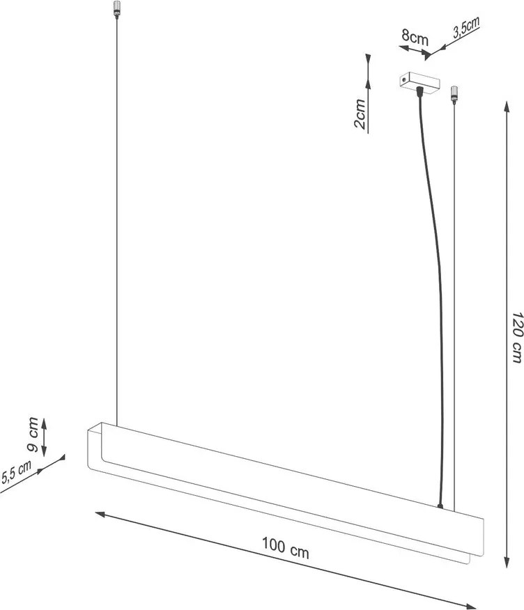 Черно метално LED висящо осветително тяло Nebula – Sollux